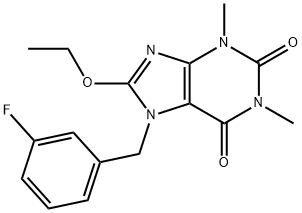 8-ethoxy-7-(3-fluorobenzyl)-1,3-dimethyl-3,7-dihydro-1H-purine-2,6-dione Struktur