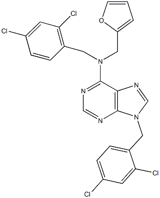 N,9-bis(2,4-dichlorobenzyl)-N-(2-furylmethyl)-9H-purin-6-amine Struktur