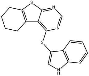 4-(1H-indol-3-ylsulfanyl)-5,6,7,8-tetrahydro[1]benzothieno[2,3-d]pyrimidine Struktur