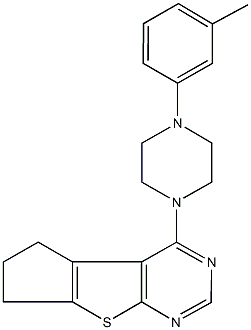 4-[4-(3-methylphenyl)-1-piperazinyl]-6,7-dihydro-5H-cyclopenta[4,5]thieno[2,3-d]pyrimidine Struktur