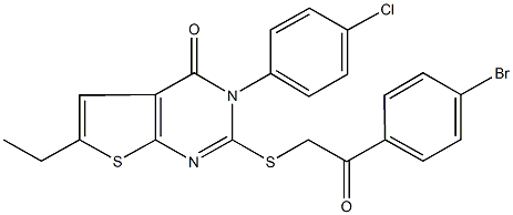 2-{[2-(4-bromophenyl)-2-oxoethyl]sulfanyl}-3-(4-chlorophenyl)-6-ethylthieno[2,3-d]pyrimidin-4(3H)-one Struktur