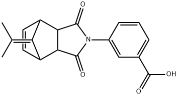 3-[10-(1-methylethylidene)-3,5-dioxo-4-azatricyclo[5.2.1.0~2,6~]dec-8-en-4-yl]benzoic acid Struktur