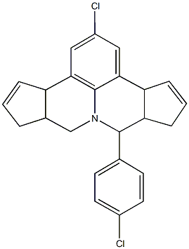 2-chloro-7-(4-chlorophenyl)-3b,6,6a,7,9,9a,10,12a-octahydrocyclopenta[c]cyclopenta[4,5]pyrido[3,2,1-ij]quinoline Struktur