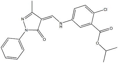 isopropyl 2-chloro-5-{[(3-methyl-5-oxo-1-phenyl-1,5-dihydro-4H-pyrazol-4-ylidene)methyl]amino}benzoate Struktur