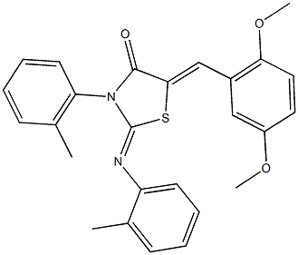 5-(2,5-dimethoxybenzylidene)-3-(2-methylphenyl)-2-[(2-methylphenyl)imino]-1,3-thiazolidin-4-one Struktur