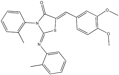 5-(3,4-dimethoxybenzylidene)-3-(2-methylphenyl)-2-[(2-methylphenyl)imino]-1,3-thiazolidin-4-one Struktur