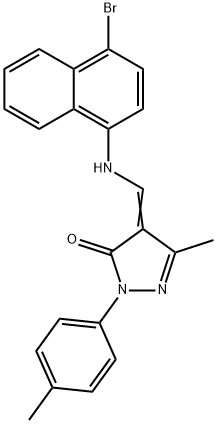 4-{[(4-bromo-1-naphthyl)amino]methylene}-5-methyl-2-(4-methylphenyl)-2,4-dihydro-3H-pyrazol-3-one Struktur