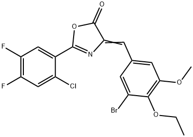 4-(3-bromo-4-ethoxy-5-methoxybenzylidene)-2-(2-chloro-4,5-difluorophenyl)-1,3-oxazol-5(4H)-one Struktur