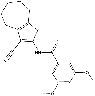 N-(3-cyano-5,6,7,8-tetrahydro-4H-cyclohepta[b]thien-2-yl)-3,5-dimethoxybenzamide Struktur