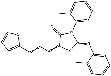 5-[3-(2-furyl)-2-propenylidene]-3-(2-methylphenyl)-2-[(2-methylphenyl)imino]-1,3-thiazolidin-4-one Struktur