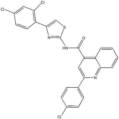 2-(4-chlorophenyl)-N-[4-(2,4-dichlorophenyl)-1,3-thiazol-2-yl]-4-quinolinecarboxamide Struktur