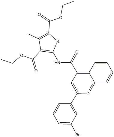 diethyl 5-({[2-(3-bromophenyl)-4-quinolinyl]carbonyl}amino)-3-methyl-2,4-thiophenedicarboxylate Struktur