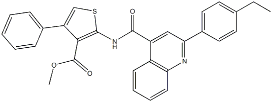 methyl 2-({[2-(4-ethylphenyl)-4-quinolinyl]carbonyl}amino)-4-phenyl-3-thiophenecarboxylate Struktur