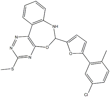 6-[5-(5-chloro-2-methylphenyl)-2-furyl]-3-(methylsulfanyl)-6,7-dihydro[1,2,4]triazino[5,6-d][3,1]benzoxazepine Struktur