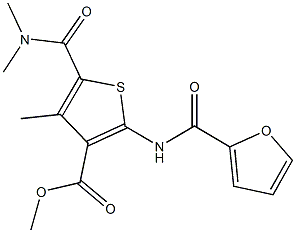 methyl 5-[(dimethylamino)carbonyl]-2-(2-furoylamino)-4-methyl-3-thiophenecarboxylate Struktur