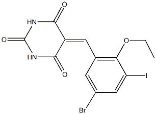 5-(5-bromo-2-ethoxy-3-iodobenzylidene)-2,4,6(1H,3H,5H)-pyrimidinetrione Struktur