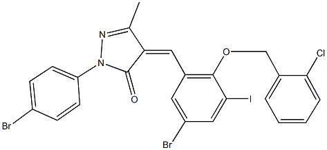 4-{5-bromo-2-[(2-chlorobenzyl)oxy]-3-iodobenzylidene}-2-(4-bromophenyl)-5-methyl-2,4-dihydro-3H-pyrazol-3-one Struktur