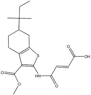 4-{[3-(methoxycarbonyl)-6-tert-pentyl-4,5,6,7-tetrahydro-1-benzothien-2-yl]amino}-4-oxo-2-butenoic acid Struktur