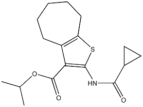 isopropyl 2-[(cyclopropylcarbonyl)amino]-5,6,7,8-tetrahydro-4H-cyclohepta[b]thiophene-3-carboxylate Struktur