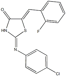 2-[(4-chlorophenyl)imino]-5-(2-fluorobenzylidene)-1,3-thiazolidin-4-one Struktur