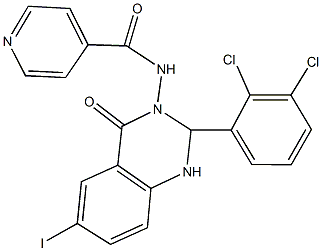 N-(2-(2,3-dichlorophenyl)-6-iodo-4-oxo-1,4-dihydro-3(2H)-quinazolinyl)isonicotinamide Struktur