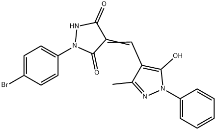 1-(4-bromophenyl)-4-[(5-hydroxy-3-methyl-1-phenyl-1H-pyrazol-4-yl)methylene]-3,5-pyrazolidinedione Struktur