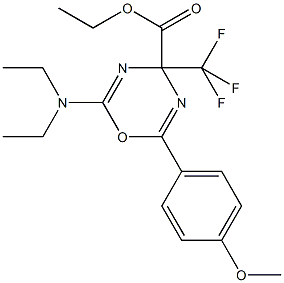 ethyl 2-(diethylamino)-6-(4-methoxyphenyl)-4-(trifluoromethyl)-4H-1,3,5-oxadiazine-4-carboxylate Struktur