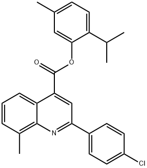 2-isopropyl-5-methylphenyl 2-(4-chlorophenyl)-8-methyl-4-quinolinecarboxylate Struktur