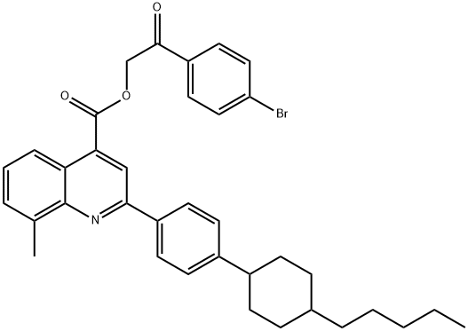 2-(4-bromophenyl)-2-oxoethyl 8-methyl-2-[4-(4-pentylcyclohexyl)phenyl]-4-quinolinecarboxylate Struktur