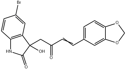 3-[4-(1,3-benzodioxol-5-yl)-2-oxo-3-butenyl]-5-bromo-3-hydroxy-1,3-dihydro-2H-indol-2-one Struktur