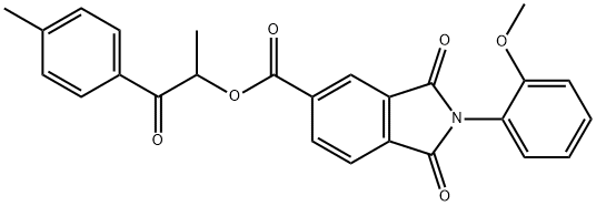 1-methyl-2-(4-methylphenyl)-2-oxoethyl 2-(2-methoxyphenyl)-1,3-dioxoisoindoline-5-carboxylate Struktur