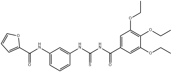 N-[3-({[(3,4,5-triethoxybenzoyl)amino]carbothioyl}amino)phenyl]-2-furamide Struktur