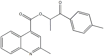 1-methyl-2-(4-methylphenyl)-2-oxoethyl 2-methyl-4-quinolinecarboxylate Struktur