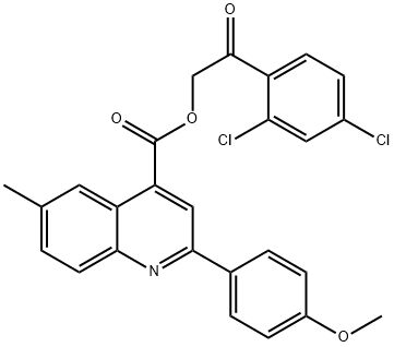 2-(2,4-dichlorophenyl)-2-oxoethyl 2-(4-methoxyphenyl)-6-methyl-4-quinolinecarboxylate Struktur