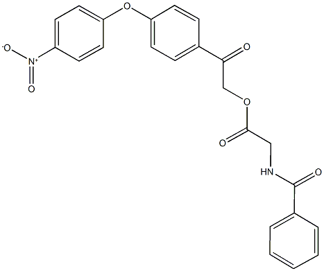 2-(4-{4-nitrophenoxy}phenyl)-2-oxoethyl (benzoylamino)acetate Struktur