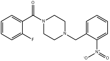 1-[(2-fluorophenyl)carbonyl]-4-({2-nitrophenyl}methyl)piperazine Struktur