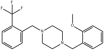 1-(2-methoxybenzyl)-4-[2-(trifluoromethyl)benzyl]piperazine Struktur