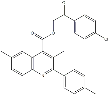 2-(4-chlorophenyl)-2-oxoethyl 3,6-dimethyl-2-(4-methylphenyl)-4-quinolinecarboxylate Struktur