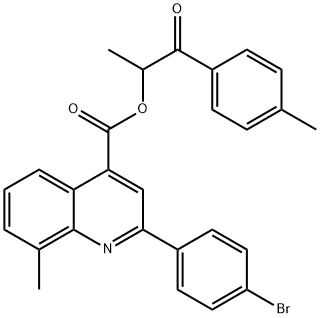 1-methyl-2-(4-methylphenyl)-2-oxoethyl 2-(4-bromophenyl)-8-methyl-4-quinolinecarboxylate Struktur