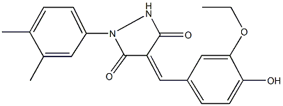 1-(3,4-dimethylphenyl)-4-(3-ethoxy-4-hydroxybenzylidene)-3,5-pyrazolidinedione Struktur