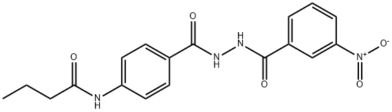 N-{4-[(2-{3-nitrobenzoyl}hydrazino)carbonyl]phenyl}butanamide Struktur