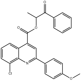 1-methyl-2-oxo-2-phenylethyl 8-chloro-2-(4-methoxyphenyl)-4-quinolinecarboxylate Struktur