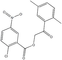 2-(2,5-dimethylphenyl)-2-oxoethyl 2-chloro-5-nitrobenzoate Struktur