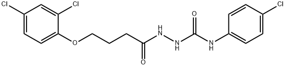 N-(4-chlorophenyl)-2-[4-(2,4-dichlorophenoxy)butanoyl]hydrazinecarboxamide Struktur