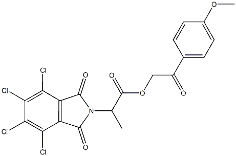 2-(4-methoxyphenyl)-2-oxoethyl 2-(4,5,6,7-tetrachloro-1,3-dioxo-1,3-dihydro-2H-isoindol-2-yl)propanoate Struktur