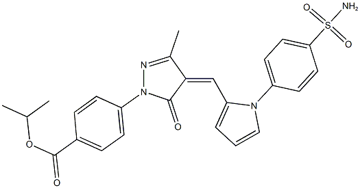 isopropyl 4-[4-({1-[4-(aminosulfonyl)phenyl]-1H-pyrrol-2-yl}methylene)-3-methyl-5-oxo-4,5-dihydro-1H-pyrazol-1-yl]benzoate Struktur