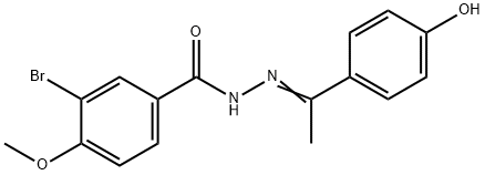 3-bromo-N'-[1-(4-hydroxyphenyl)ethylidene]-4-methoxybenzohydrazide Struktur