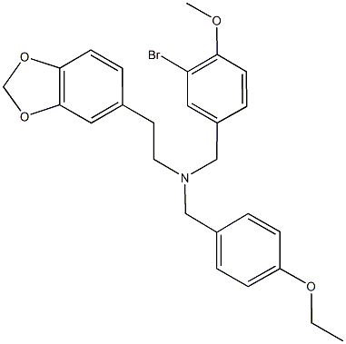 2-(1,3-benzodioxol-5-yl)-N-(3-bromo-4-methoxybenzyl)-N-(4-ethoxybenzyl)ethanamine Struktur