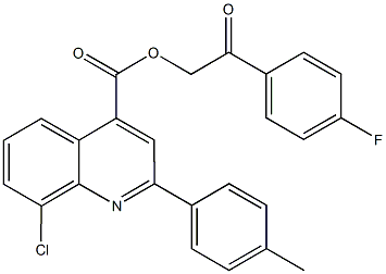 2-(4-fluorophenyl)-2-oxoethyl 8-chloro-2-(4-methylphenyl)-4-quinolinecarboxylate Struktur