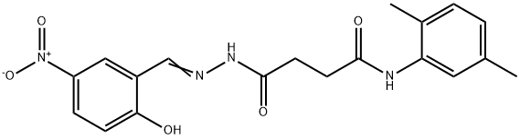 N-(2,5-dimethylphenyl)-4-(2-{2-hydroxy-5-nitrobenzylidene}hydrazino)-4-oxobutanamide Struktur